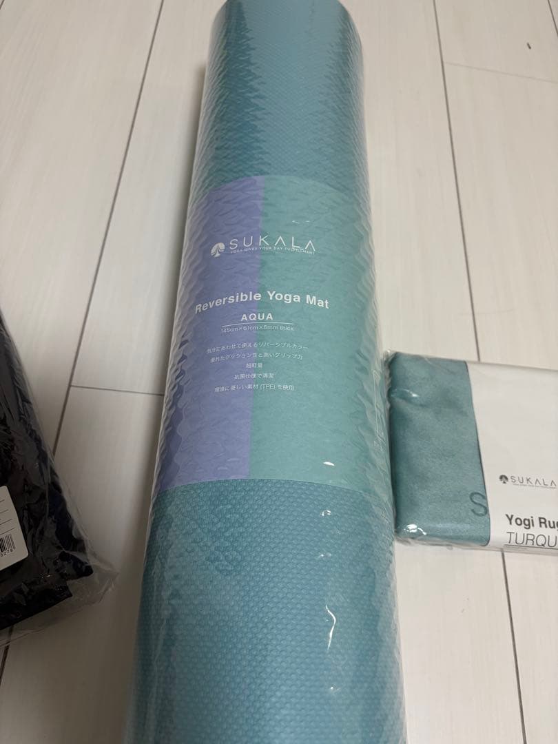 SUKALA リバーシブルヨガマット アクア、ケース、ヨギラグ