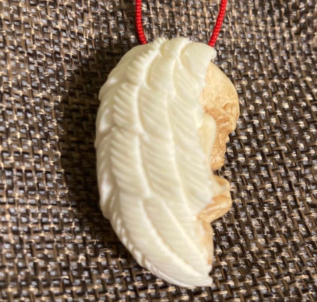 天然素材　天使&悪魔　彫刻　根付　提げ物