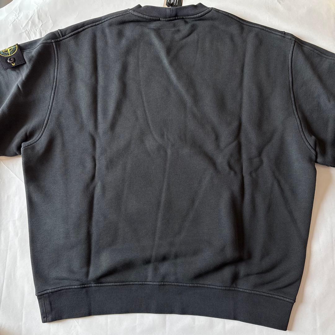 バッジ付 STONE ユーズド加工 ツイル織りスウェットシャツ