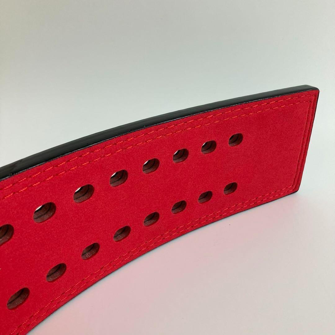 パワーベルト レバーアクション Mサイズ ワンタッチ可変式　黒×裏地赤×艶銀