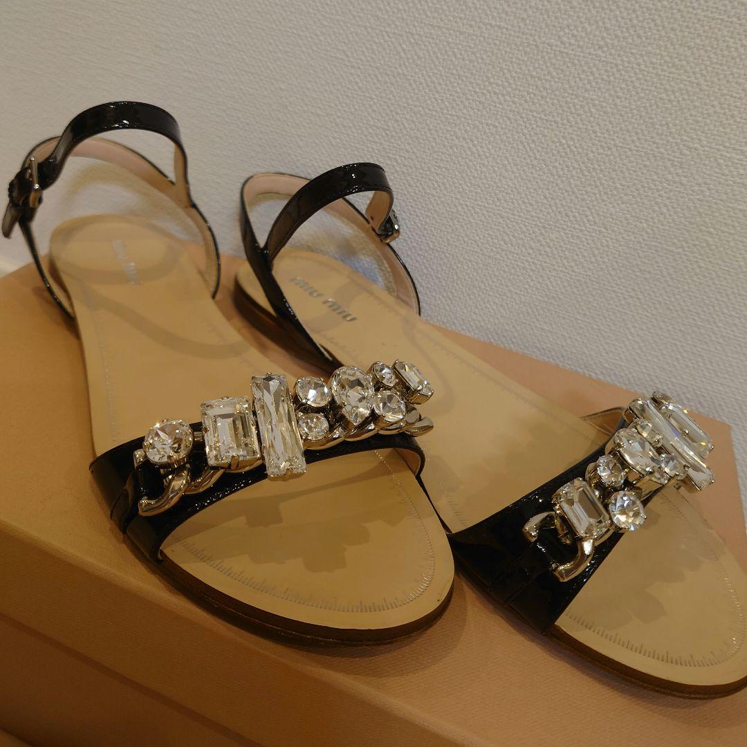ミュウミュウ　miu miu フラット サンダル　ビジュー