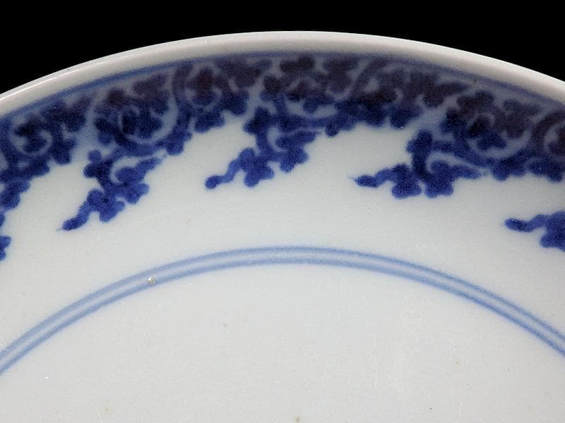 古伊万里　型紙摺　獅子唐草の図　６寸半皿　元禄期　A302AS-DBw