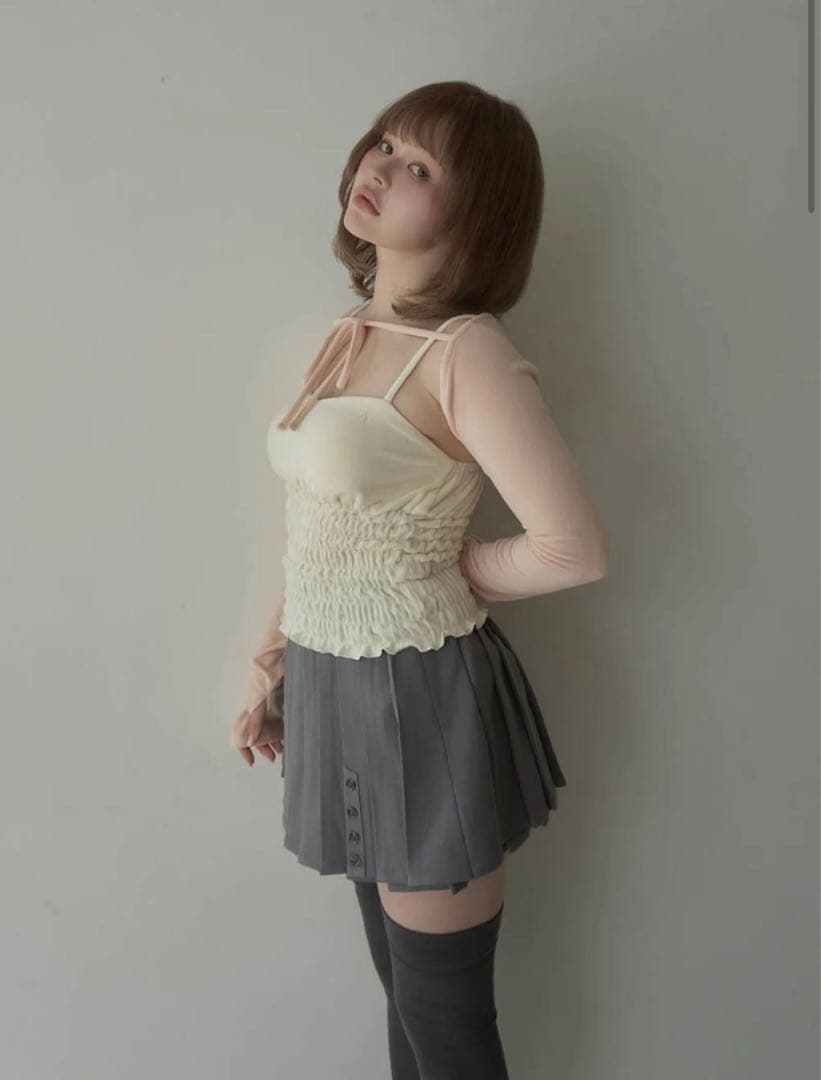 トップス ANDMARY Mei shirring tops pink