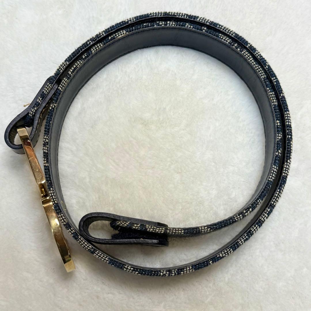 美品 Christian Dior トロッター柄 ベルト CD金具 ゴールド金具