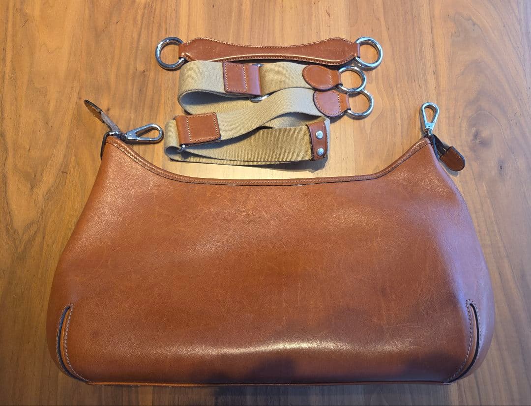 万双　双鞣和地　2WAY　ショルダーバッグ　キャメル