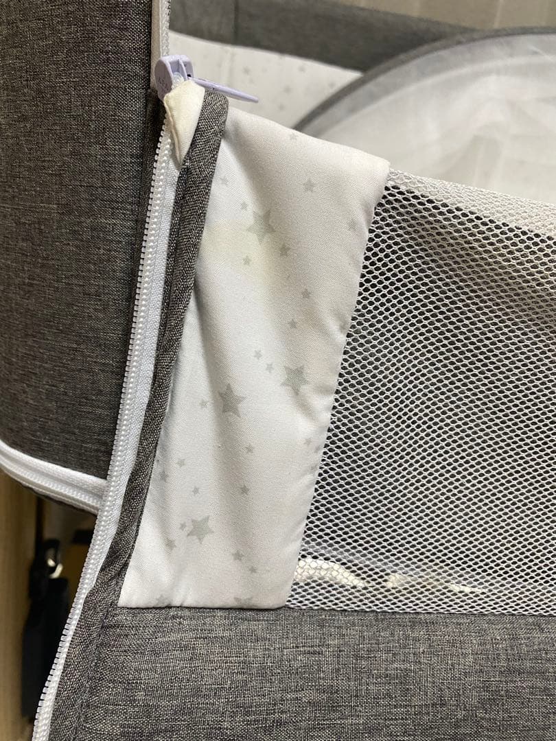 hzdmj ベビーベッド グレー色　オムツストッカー付き