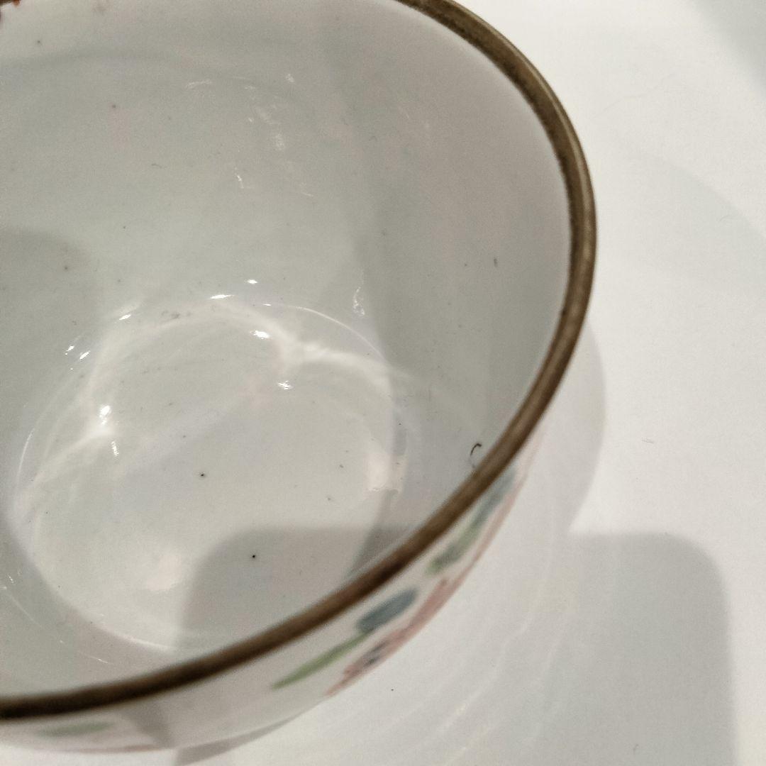 v141　中国清朝期 同治年製 粉彩絶品金魚絵付磁器鉢 弦金魚図　Q