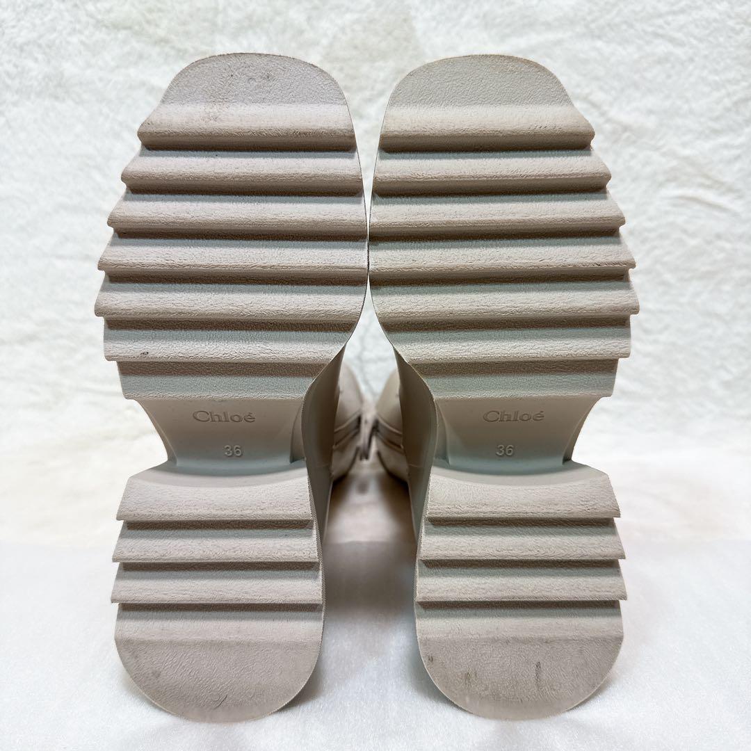 美品✨ クロエ レインブーツ 36 サイドジップ ラバー アイボリー