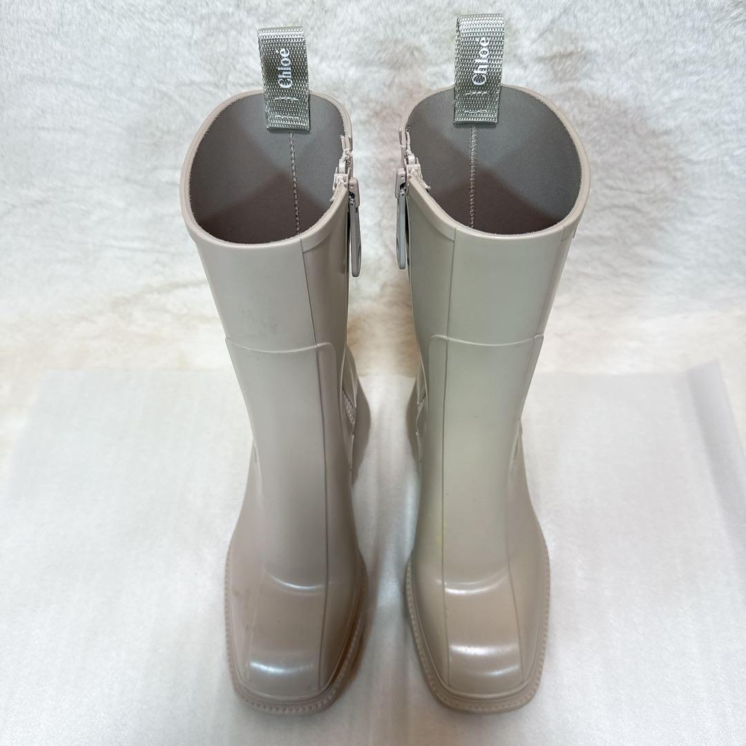 美品✨ クロエ レインブーツ 36 サイドジップ ラバー アイボリー