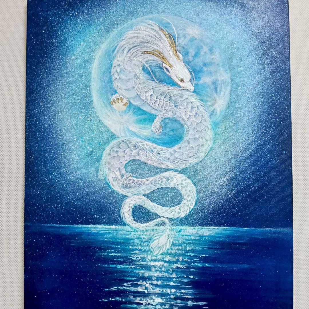 No.531 F3キャンバス 龍神 アクリル画 原画開運絵画 龍神絵画