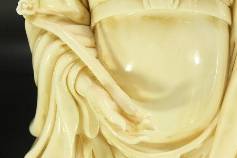 中国美術 白磁 徳化窯 人物 座像 高46cm(RC989)