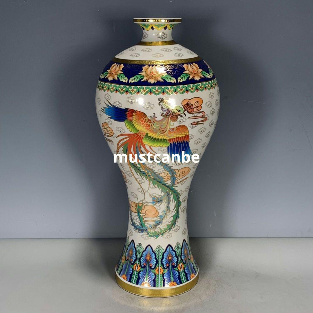 蒔絵鳳瓶 花瓶 景徳鎮 陶磁器 装飾品 現代工芸品 美術品 置物