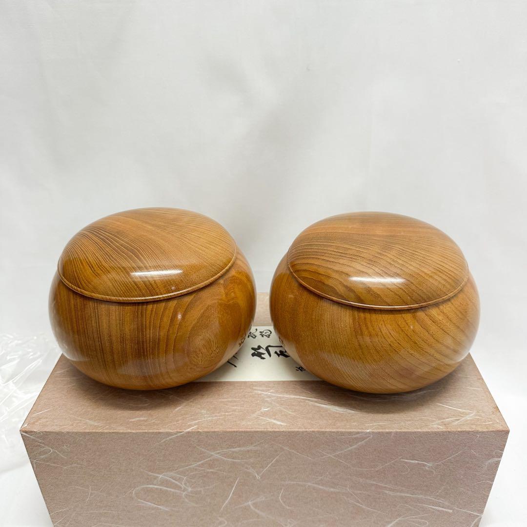 未使用 日向特製 本蛤碁石 33号 美栄 木製碁笥