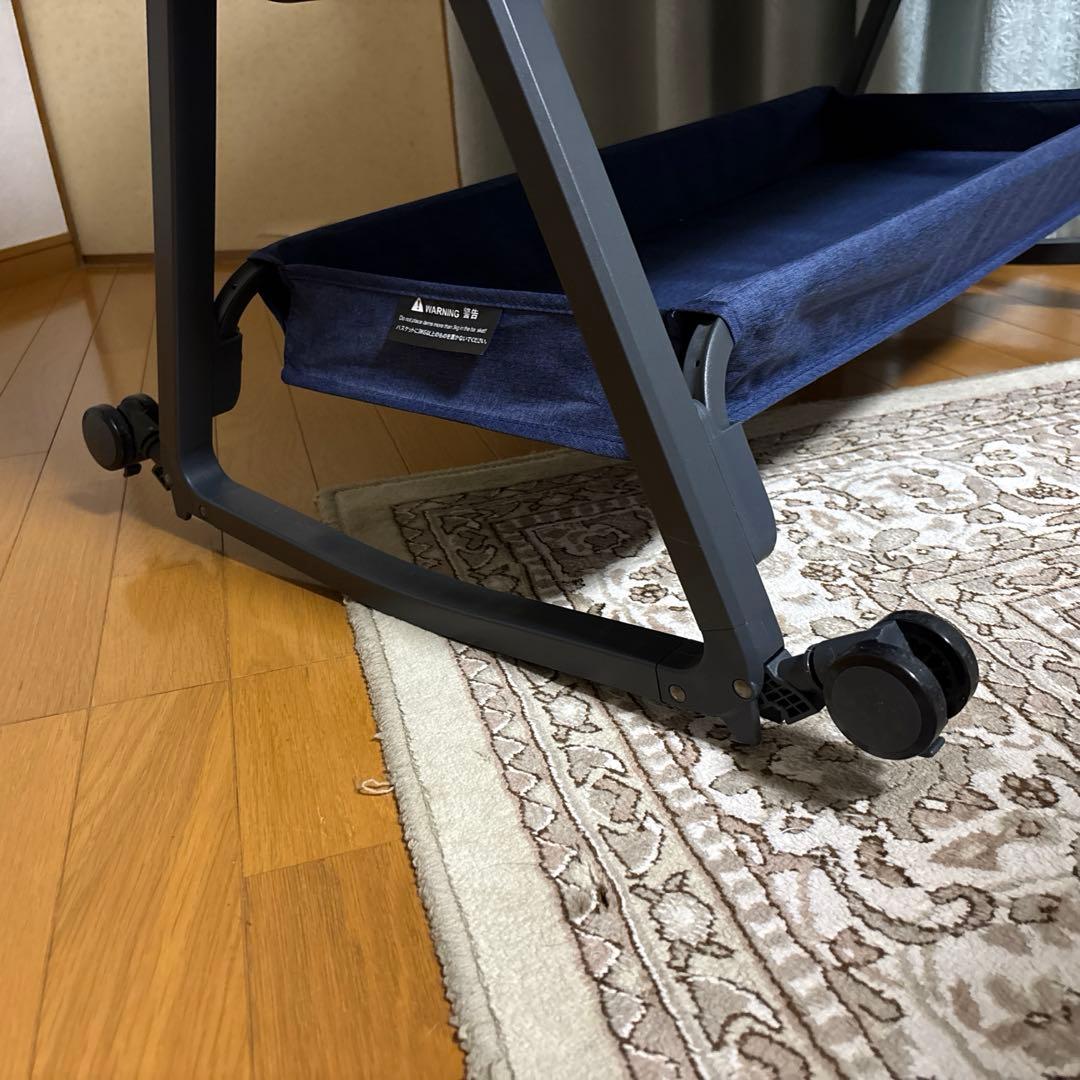 HZDMJ 折りたたみベビーベッド キャスター付 取説付 ブルー