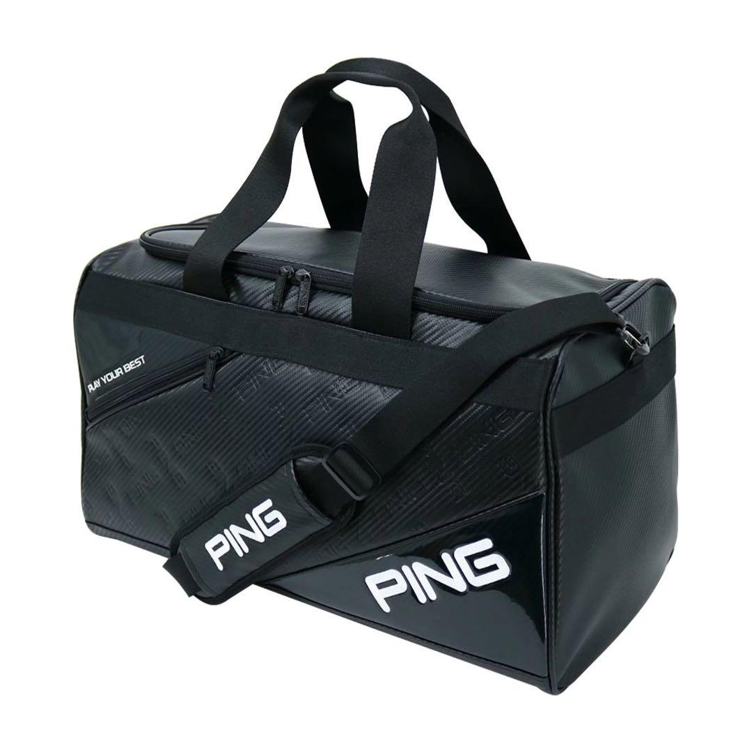 【新品＊最新モデル】PING　エンボスボストンバッグ　大容量　ロゴ　ブラック