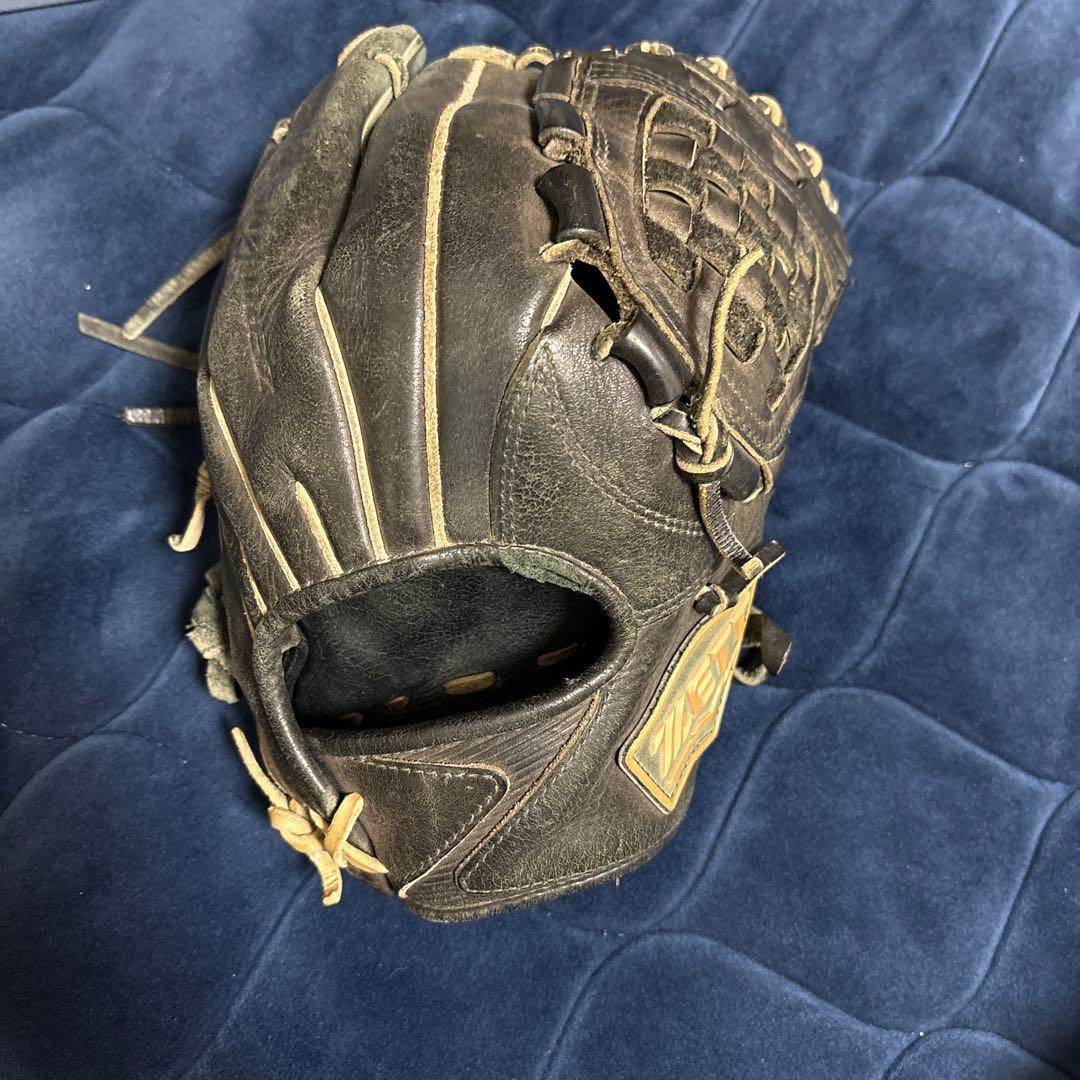 ZETT 黒 軟式グローブ 編み込みウェブ