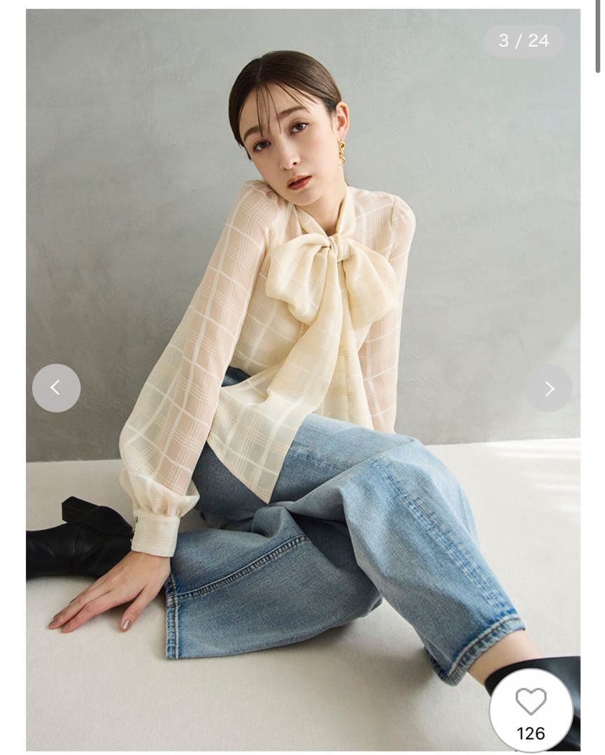 【タグ付き】フレイアイディー　ビックボウタイブラウス　CHECK