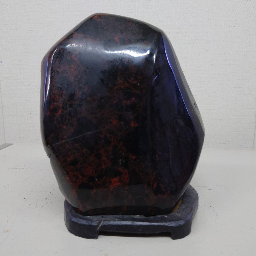 天然石 置物 黒赤の多面体