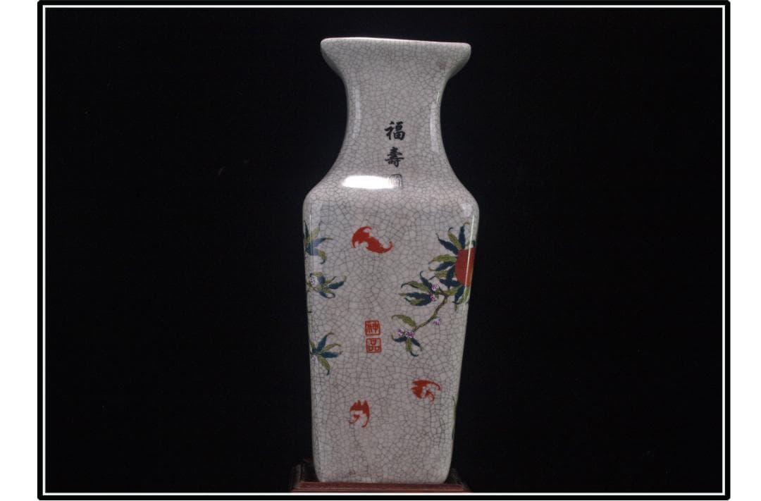 祖父蔵出品 清時代在銘手描き花瓶 美術品　激安骨董品 DE1022B14-1