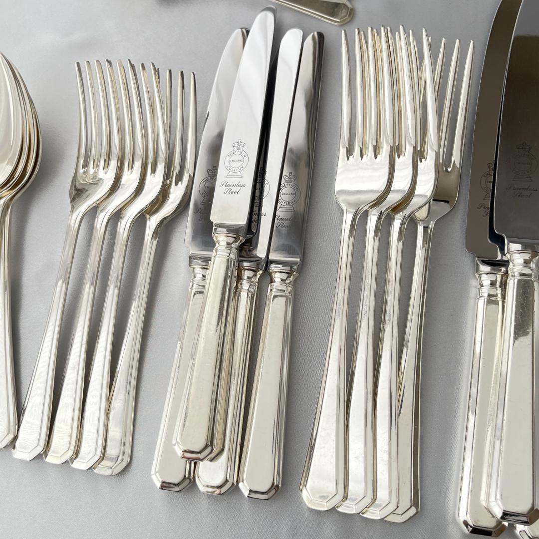 【英国】 アールデコ ディナーセット 4名用28本組 A1プレート