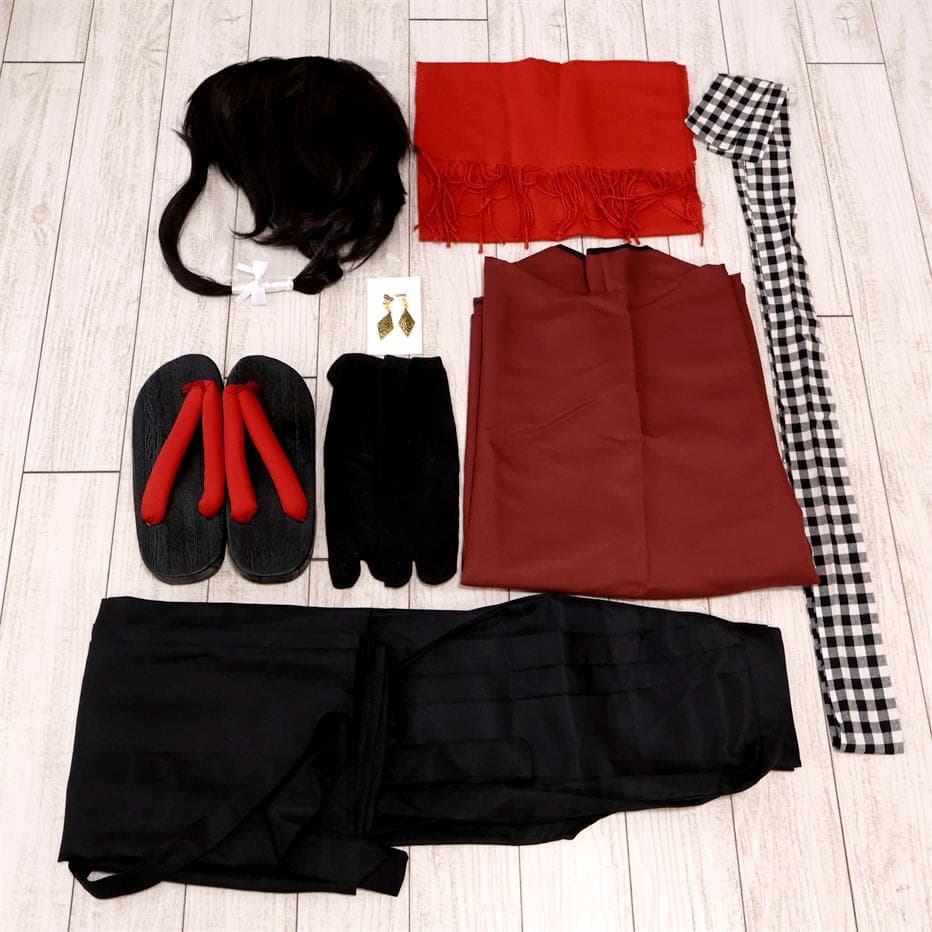 刀剣乱舞　加州清光　内番衣装＋ウィッグ＋イヤリング＋下駄　コスプレ　M