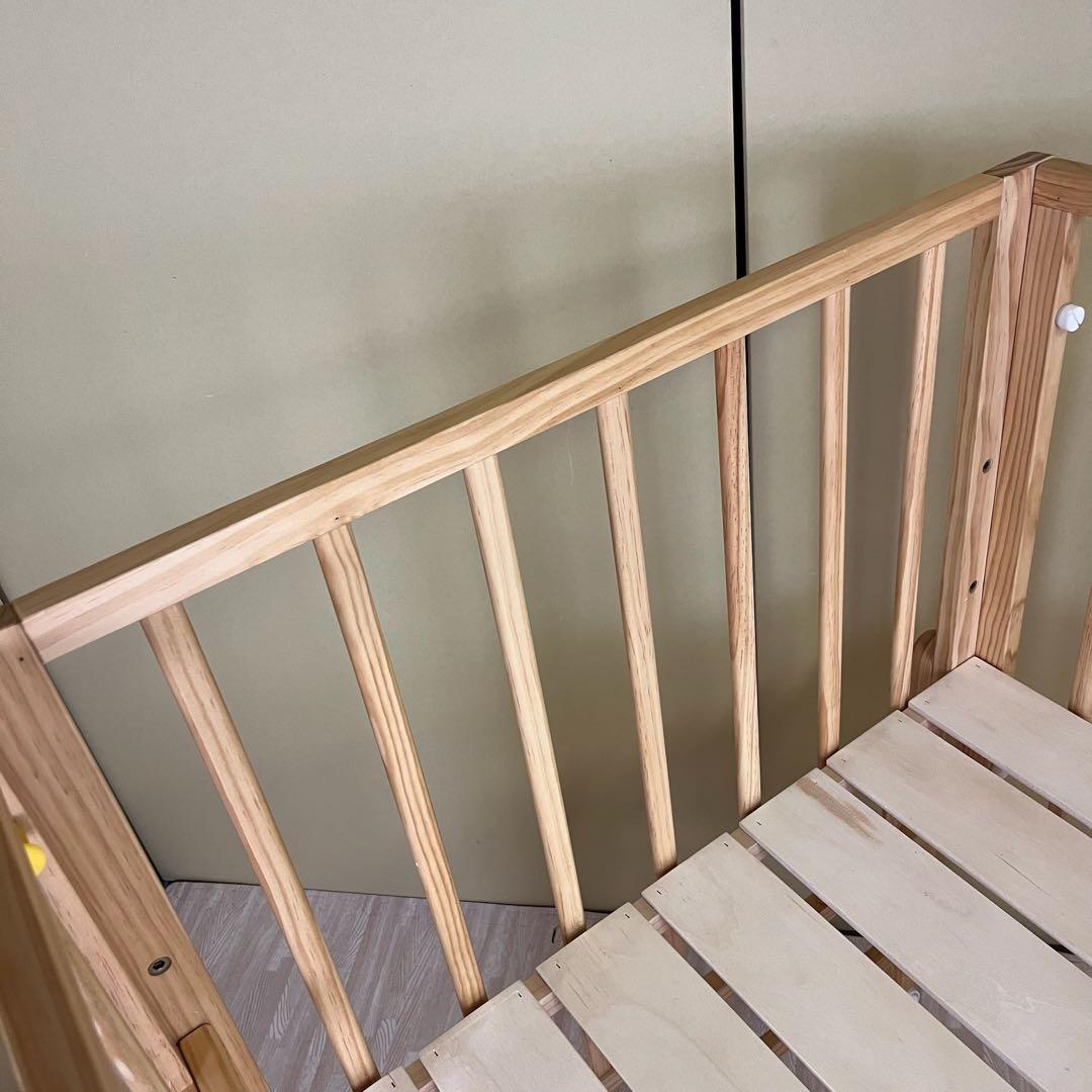 除菌清掃済　☆美品☆　大和屋　キホン　ベビーベッド　ナチュラル　上下すのこ