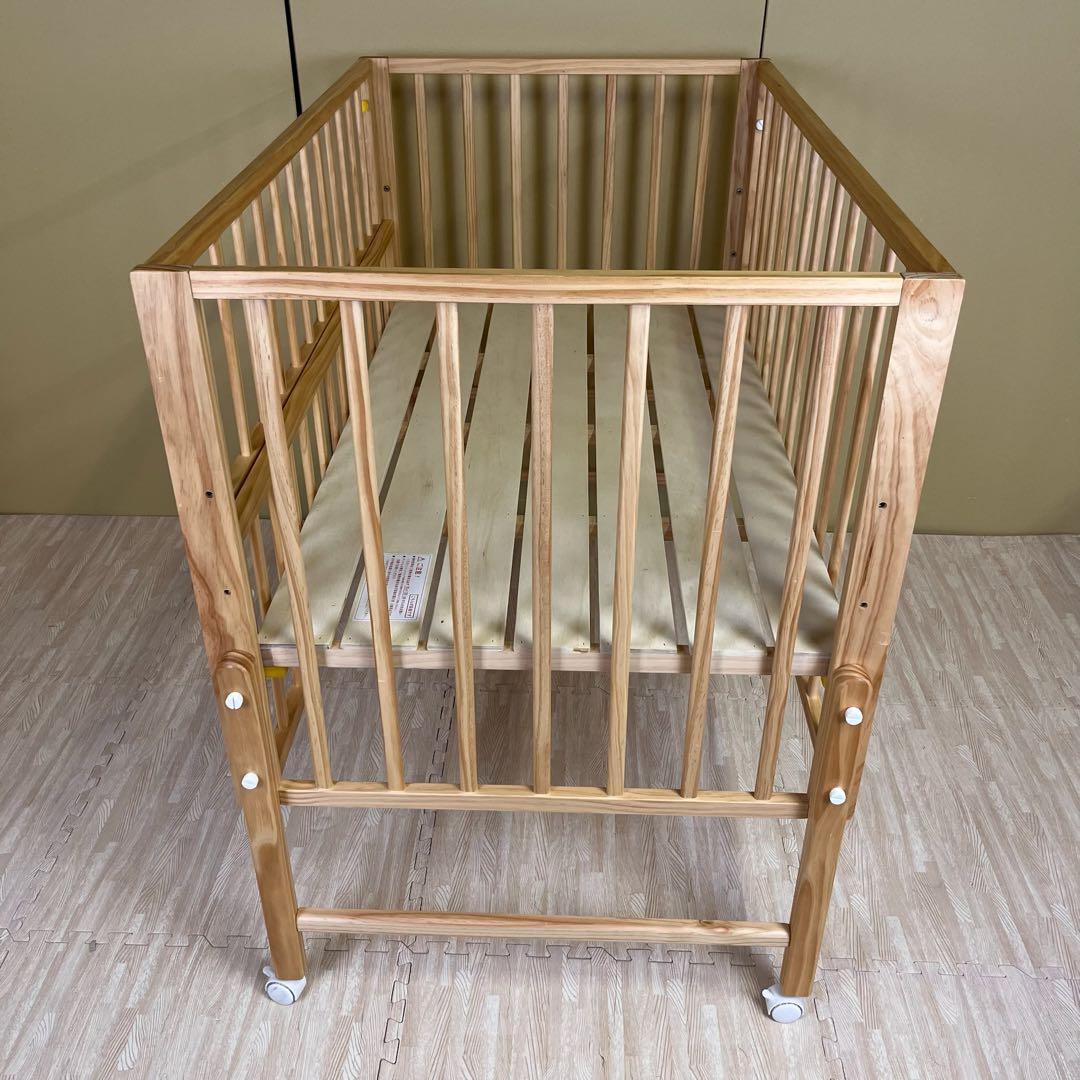 除菌清掃済　☆美品☆　大和屋　キホン　ベビーベッド　ナチュラル　上下すのこ