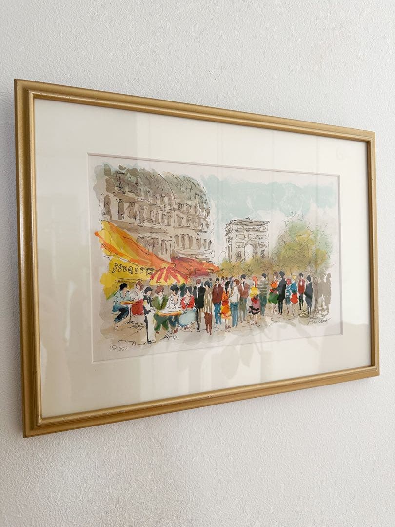 絵画　サイン有 リトグラフ 　パリ　 ウルバン