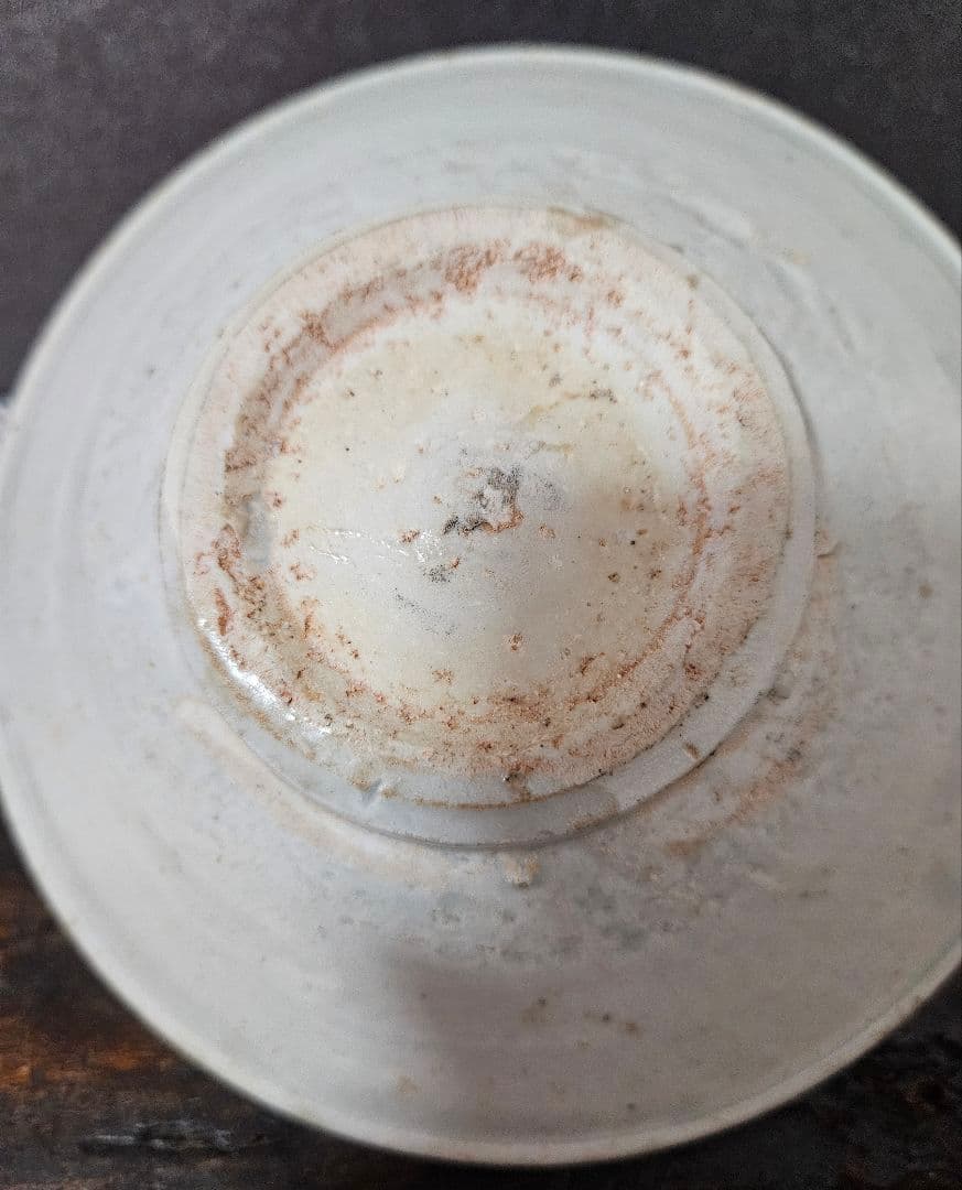 李氏朝鮮時代　半島古陶磁器　半島古美術 李朝白磁　平茶碗　夏茶碗　約16.1cm