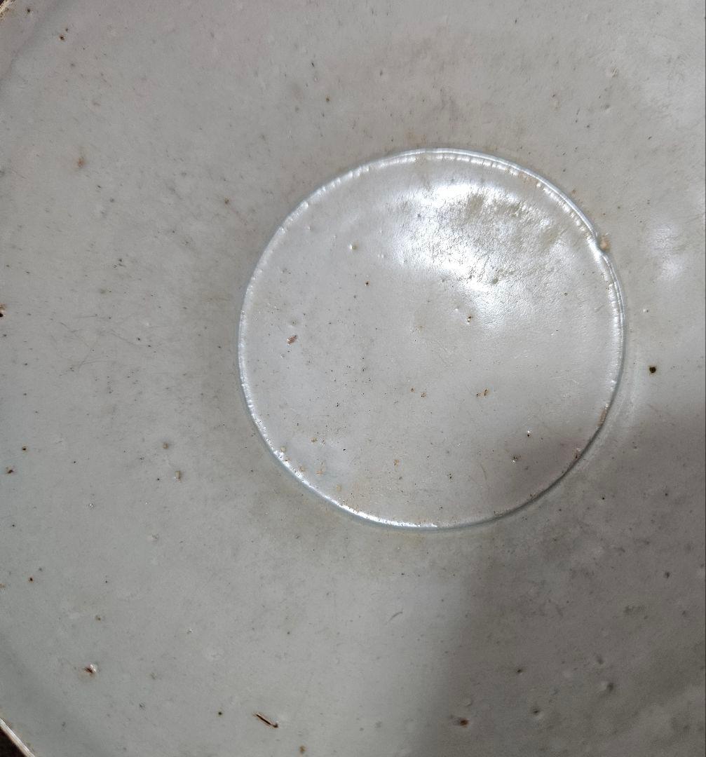 李氏朝鮮時代　半島古陶磁器　半島古美術 李朝白磁　平茶碗　夏茶碗　約16.1cm