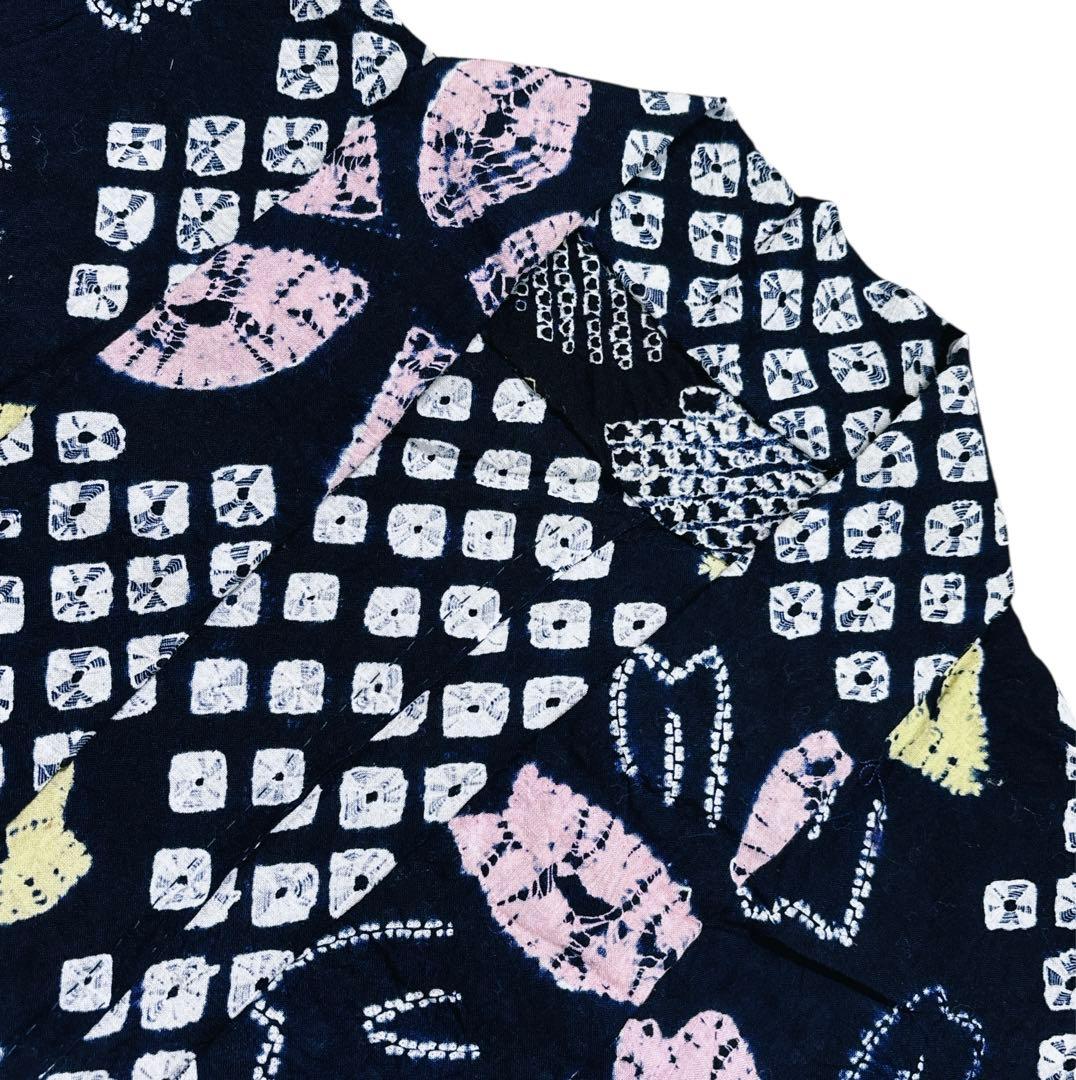 A94有松鳴海絞り 高級浴衣 花 綿　美品　トールサイズ　身丈162cm