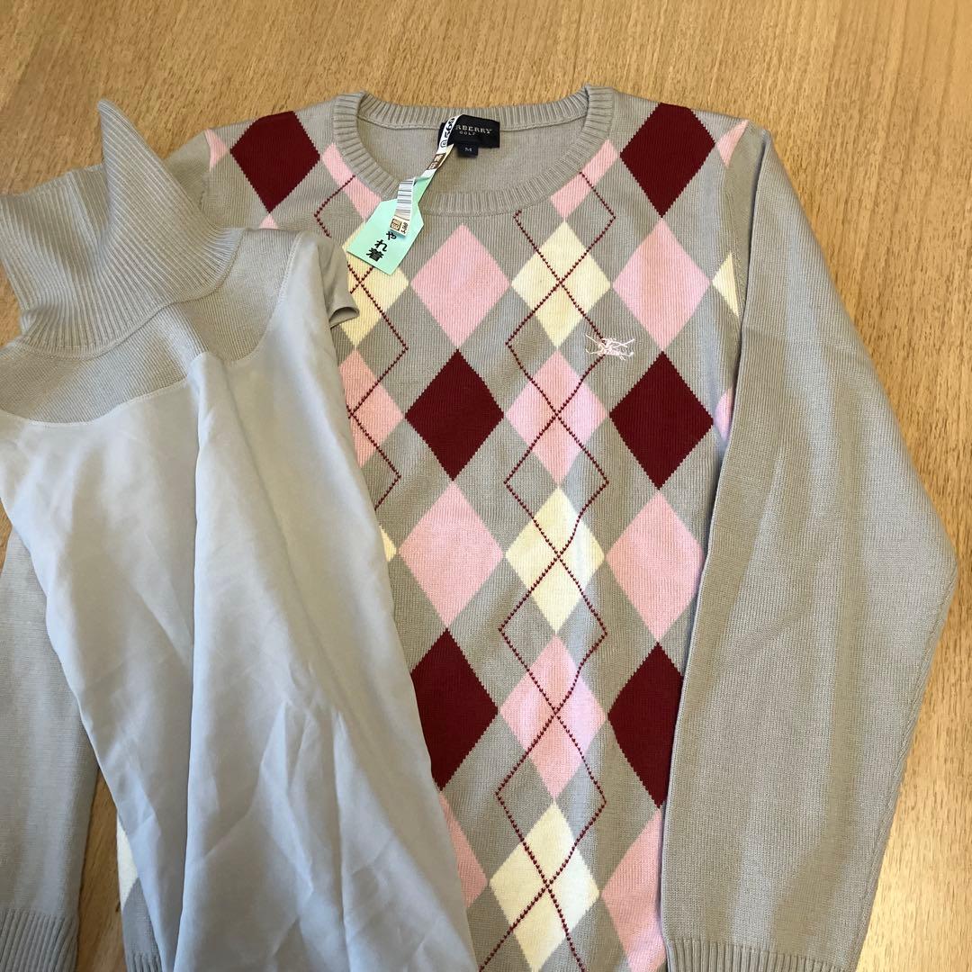 美品Burberry Golf ダイヤモンドパターン ウール100%セーター M