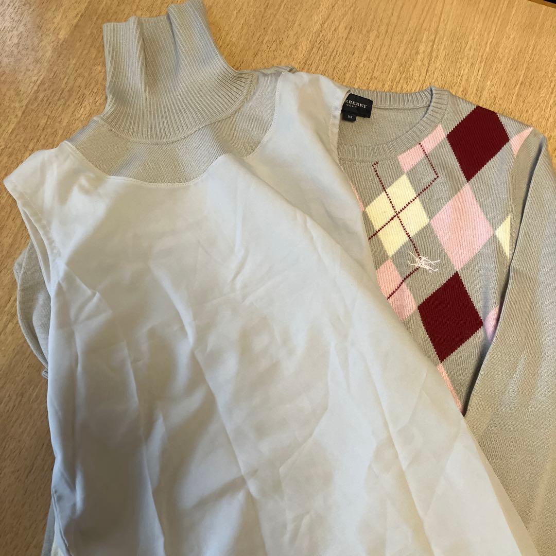 美品Burberry Golf ダイヤモンドパターン ウール100%セーター M