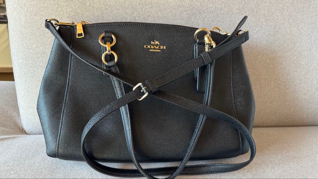 極美品 自宅保管品 COACH コーチ ブラックレザー 2WAY ハンドバッグ