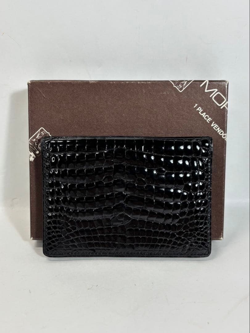 Morabito 名刺、カード入れ　クロコダイル　ブラック　モラビト