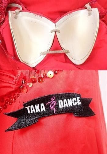 6361★タカダンス★赤/スパンコール/スタンダードドレス☆社交ダン