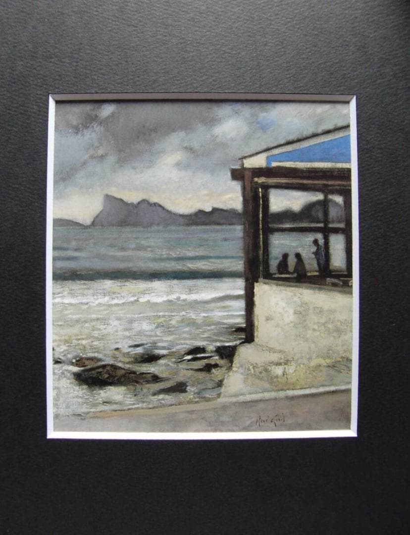 ルネ・ジュニ、「シオダの前のレストラン」、希少画集・額装画