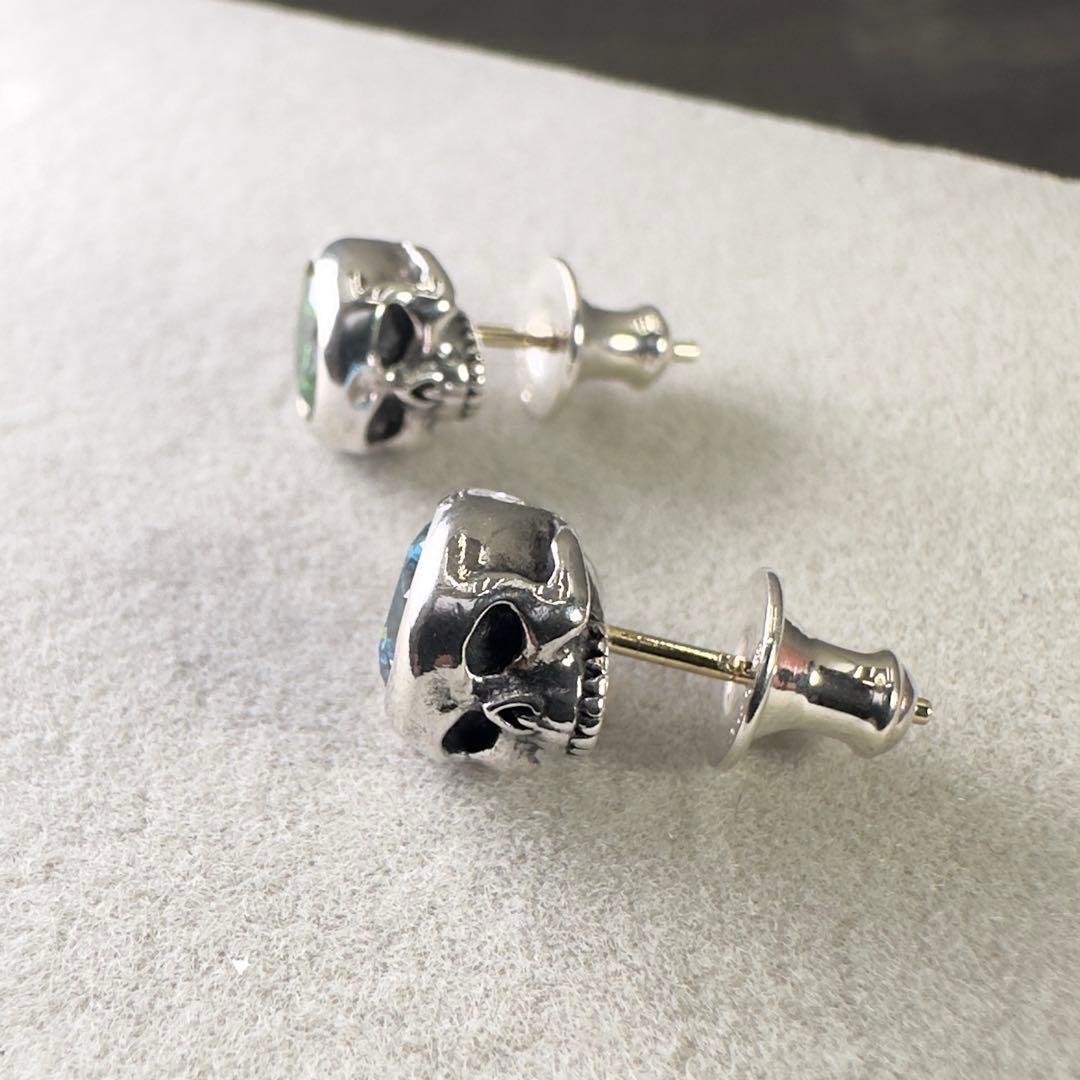 ★鑑定済★ジャスティンデイビス★J×U★スカル★SV925× K18★ピアス★