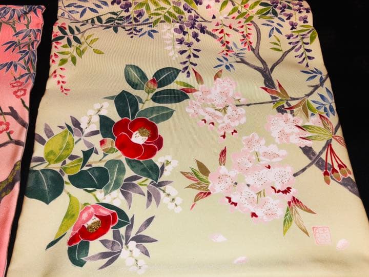 日本画家 桑野むつ子さんの創作京友禅『御所の花』袱紗 4枚セット 箱入り