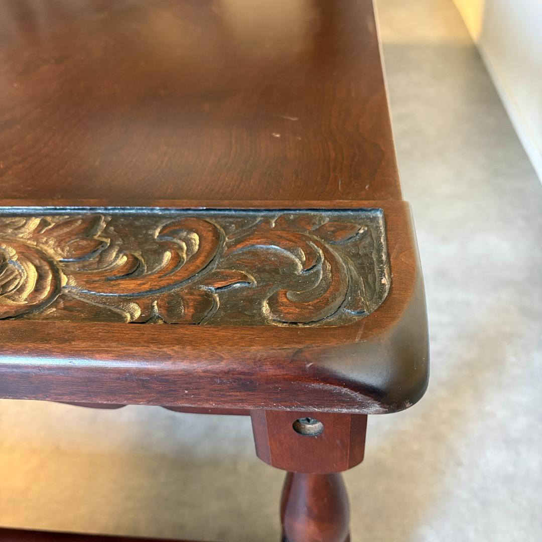 ヴィンテージ 木製センターテーブル 彫刻入り