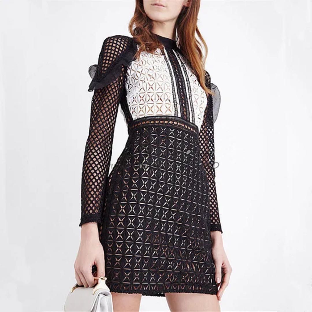 【新品未使用】セルフポートレイト ジオメトリック ミニドレス UK6