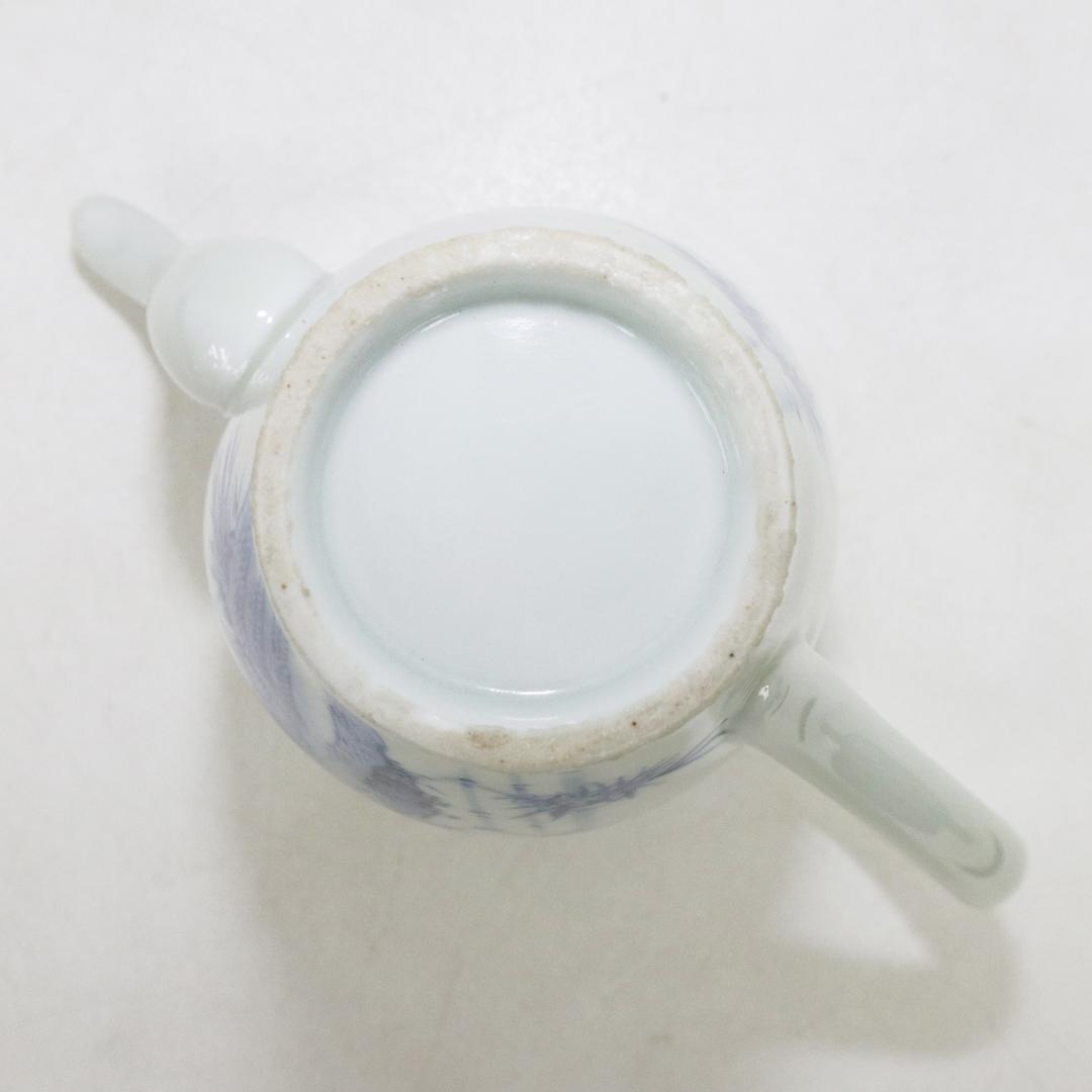 平安春峰造 青華竹笹文 水注 煎茶道具 金継有り