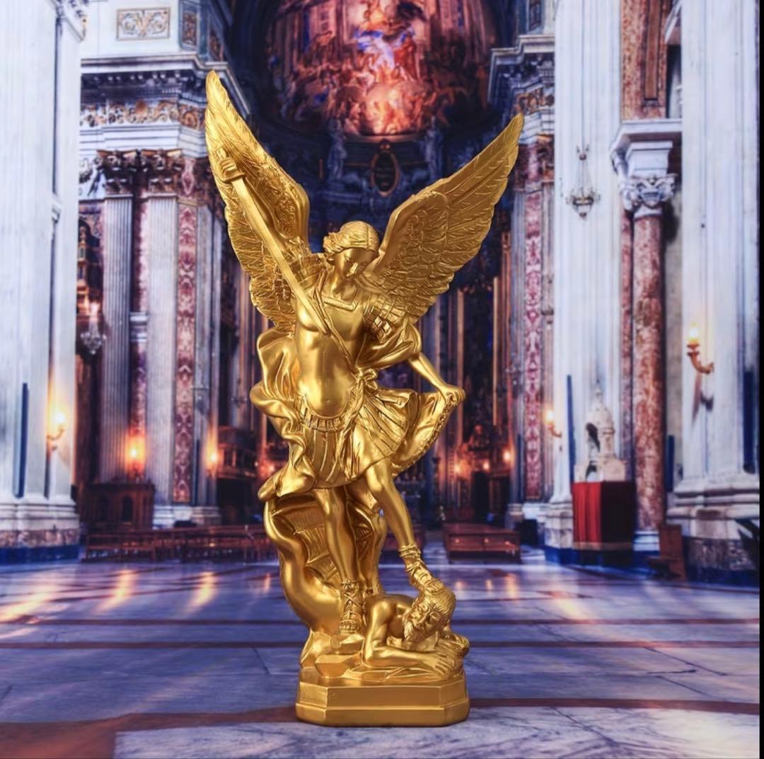 大天使ミカエル像 ゴールド 彫刻風 置物 インテリア