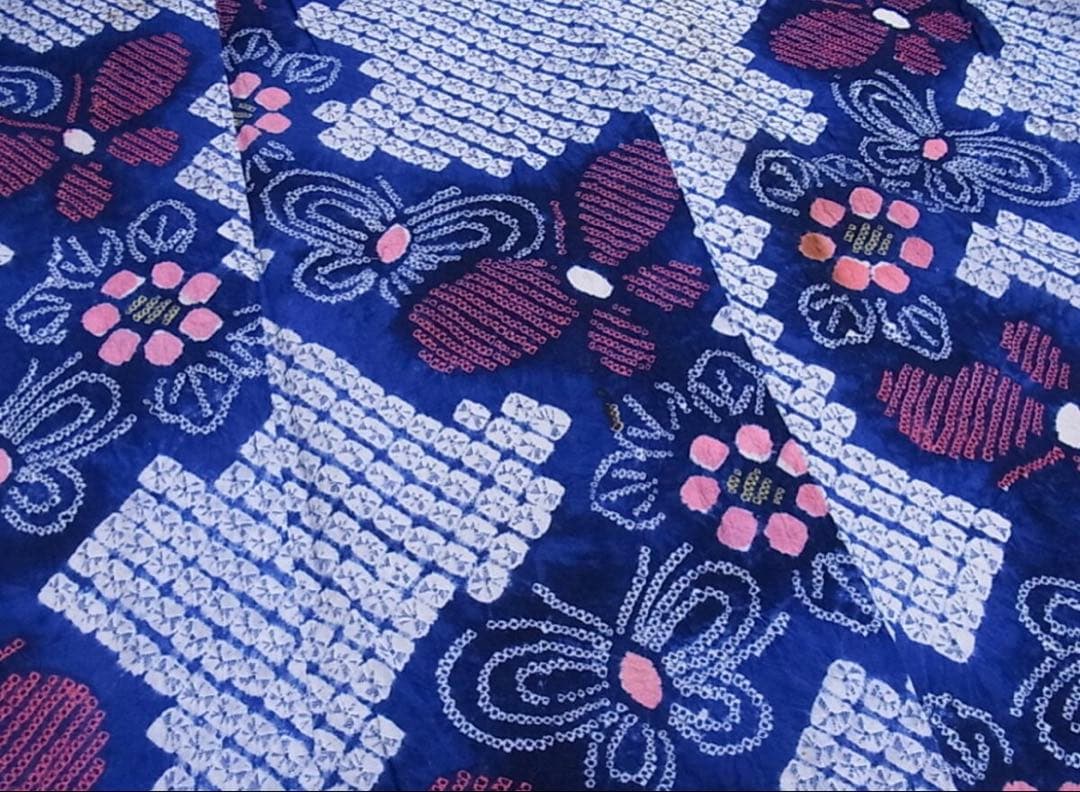 浴衣 有松鳴海絞り 単衣 夏物 木綿 綿 舞蝶花文