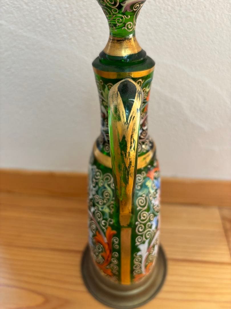 MOSER モーゼル　美しいガラス製ピッチャー 緑　金彩