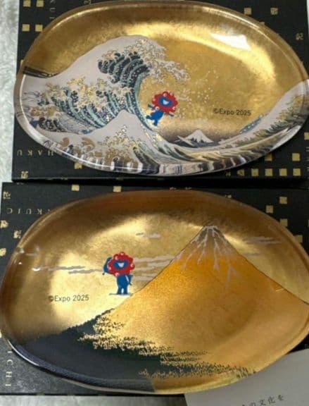 大阪関西万博 箔一　ミャクミャク　金沢　大阪万博　北斎　箔名画　お皿 セット