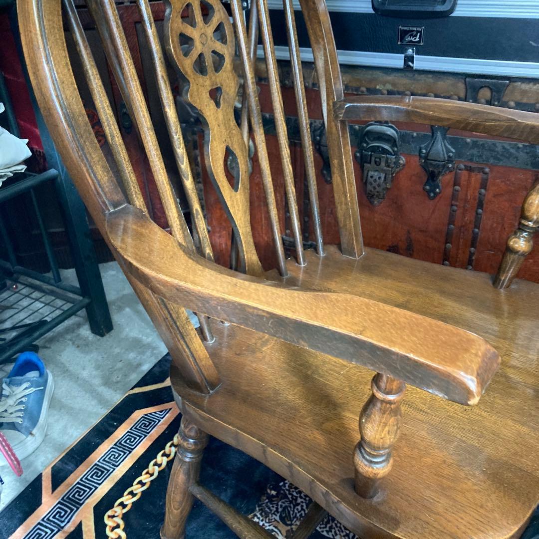 ⭐️英国木製ホイールバックアームチェア　イギリスアンティーク