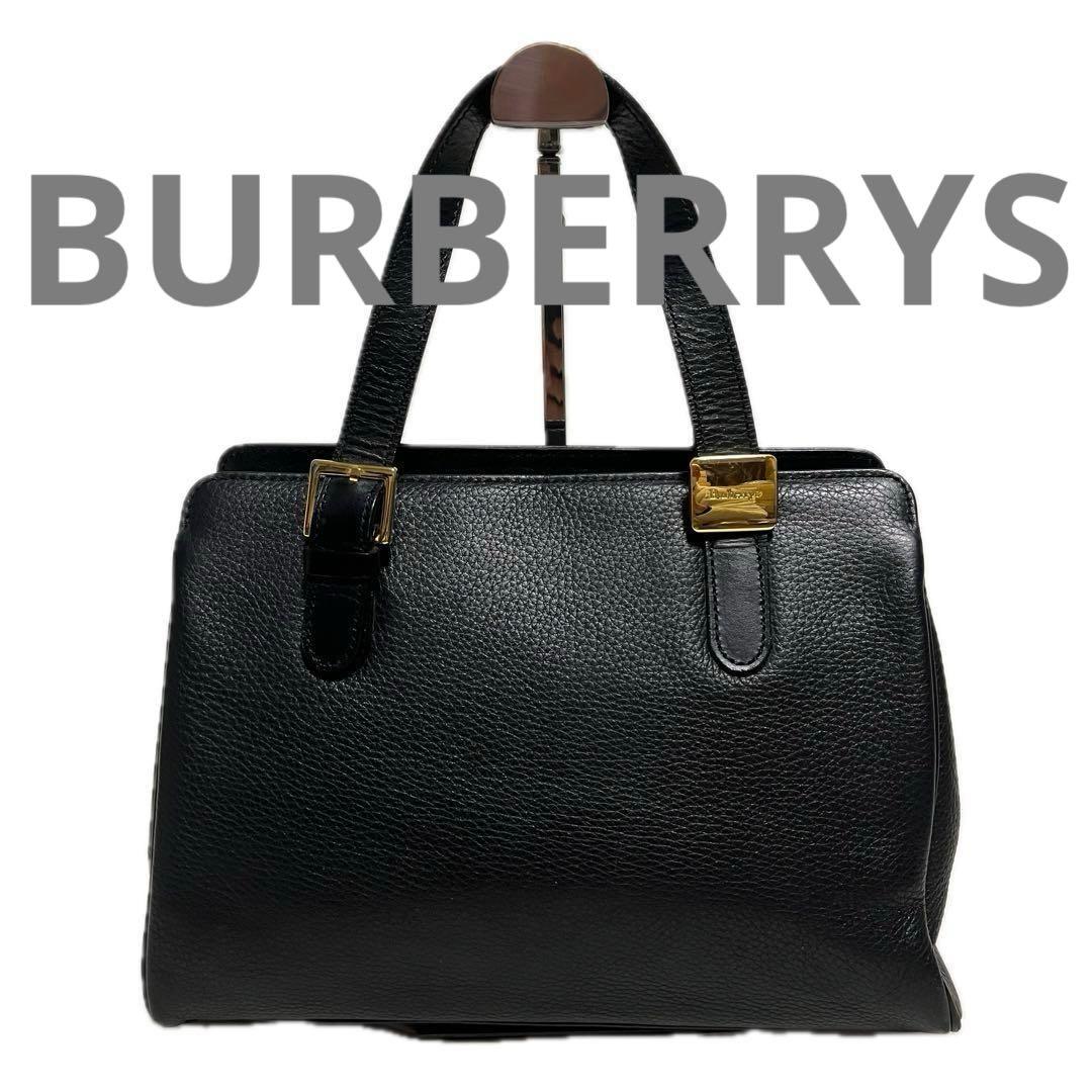 バーバリーズ レザー トートバッグ ハンドバッグ ブラック B69