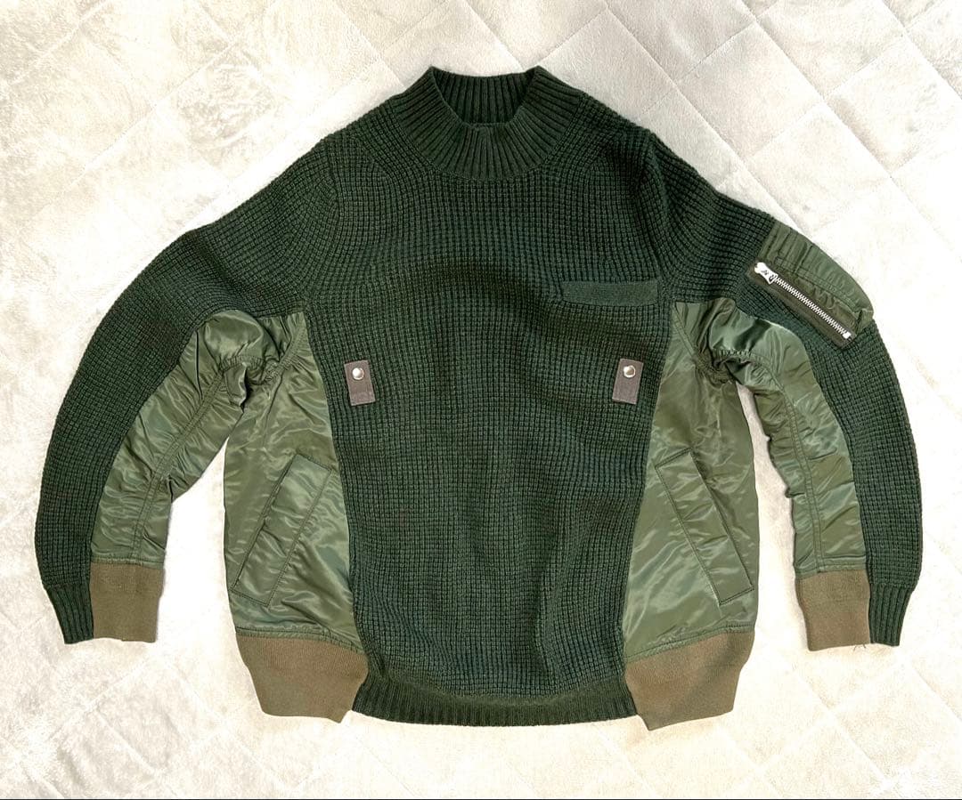 sacai ニット×MA-1 ナイロン切替 セーター