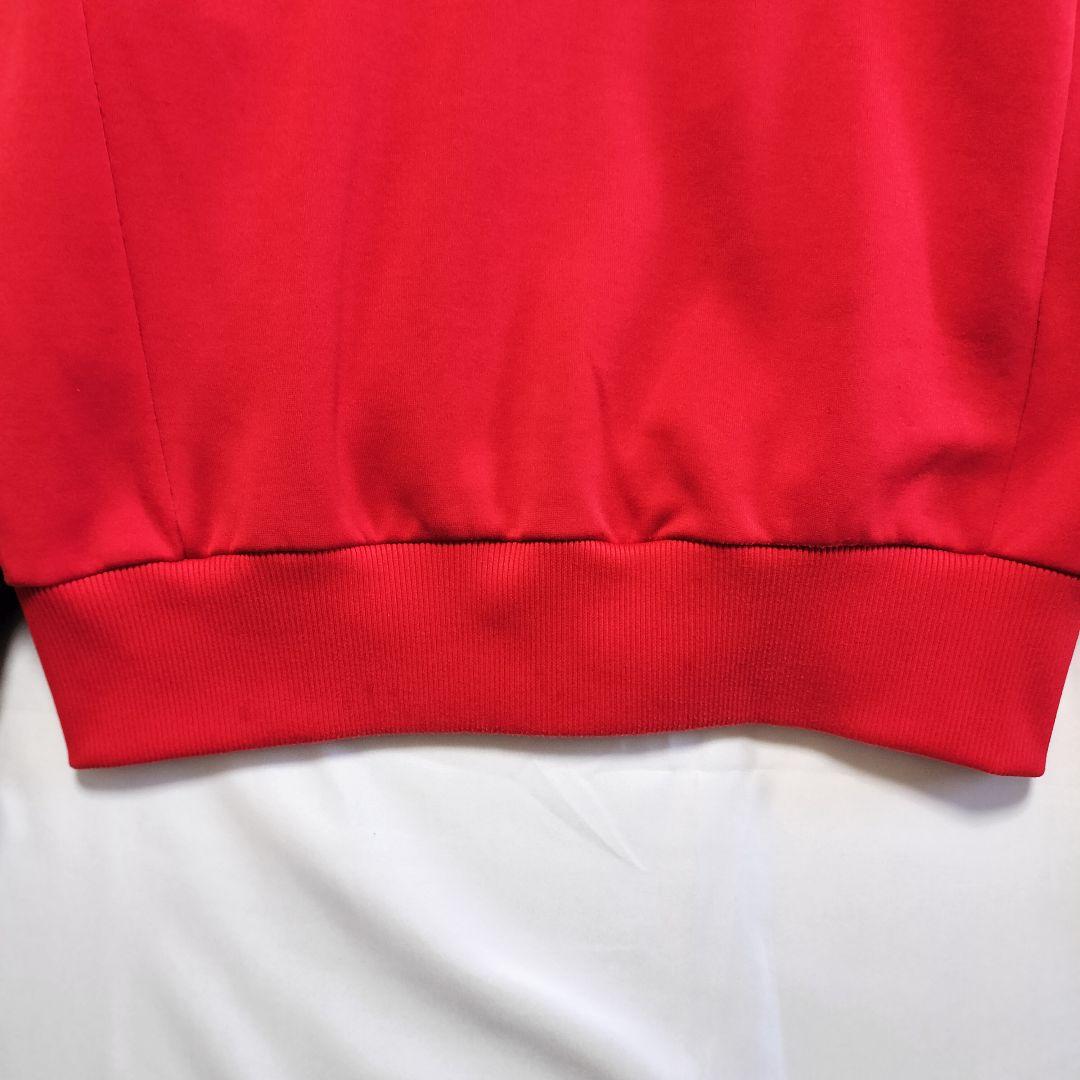 ★人気　アディダス　ジャージ　トラックジャケット　刺繍ロゴ　レッド×ブラックL